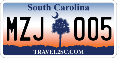 SC license plate MZJ005