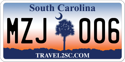 SC license plate MZJ006