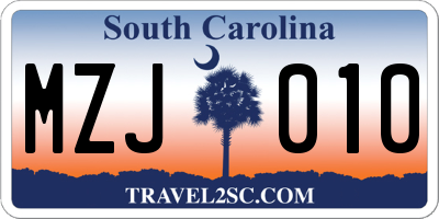 SC license plate MZJ010