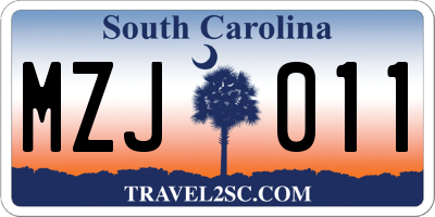 SC license plate MZJ011