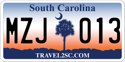 SC license plate MZJ013
