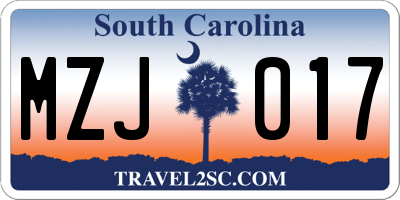 SC license plate MZJ017