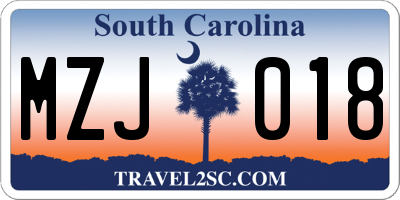SC license plate MZJ018