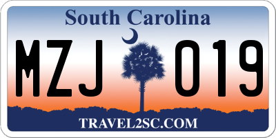 SC license plate MZJ019