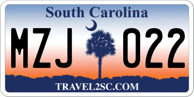 SC license plate MZJ022