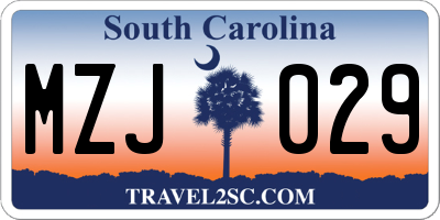 SC license plate MZJ029