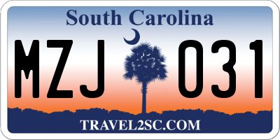 SC license plate MZJ031