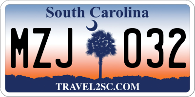 SC license plate MZJ032