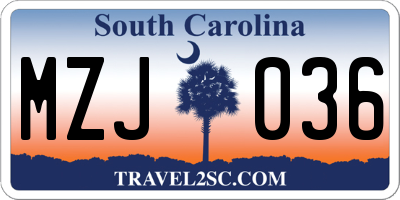 SC license plate MZJ036