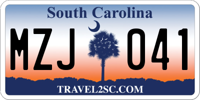 SC license plate MZJ041