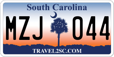 SC license plate MZJ044