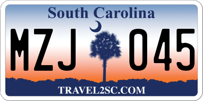 SC license plate MZJ045