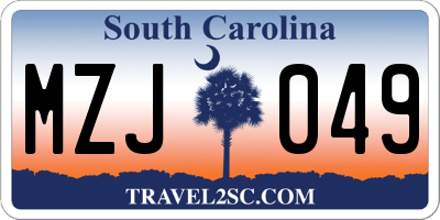 SC license plate MZJ049
