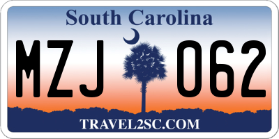 SC license plate MZJ062
