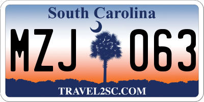 SC license plate MZJ063