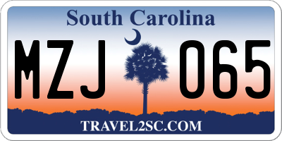SC license plate MZJ065