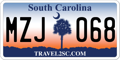 SC license plate MZJ068