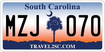 SC license plate MZJ070