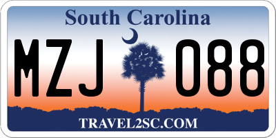 SC license plate MZJ088