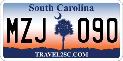 SC license plate MZJ090