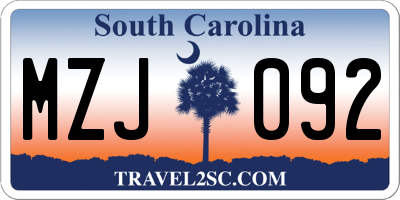 SC license plate MZJ092
