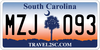 SC license plate MZJ093