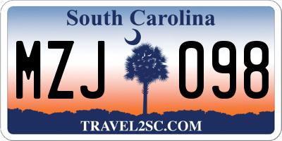 SC license plate MZJ098