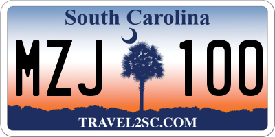 SC license plate MZJ100