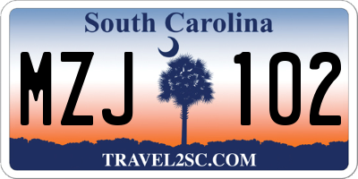 SC license plate MZJ102