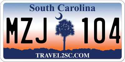 SC license plate MZJ104