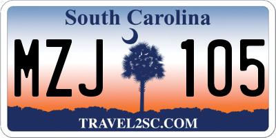 SC license plate MZJ105