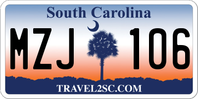 SC license plate MZJ106