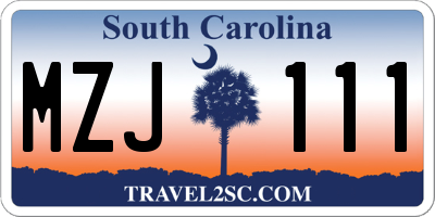 SC license plate MZJ111