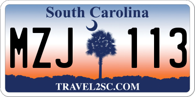 SC license plate MZJ113