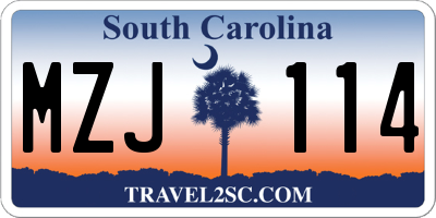 SC license plate MZJ114