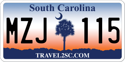 SC license plate MZJ115