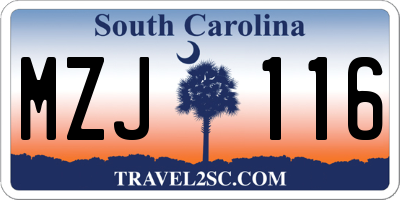 SC license plate MZJ116