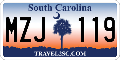 SC license plate MZJ119