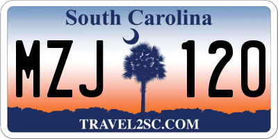 SC license plate MZJ120