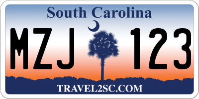 SC license plate MZJ123