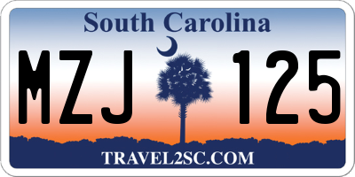 SC license plate MZJ125