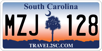 SC license plate MZJ128