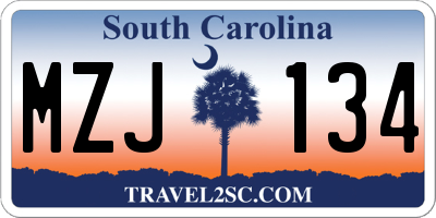 SC license plate MZJ134