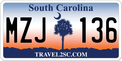 SC license plate MZJ136