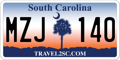SC license plate MZJ140