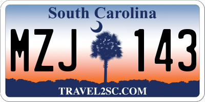 SC license plate MZJ143