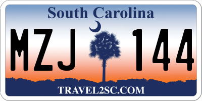 SC license plate MZJ144