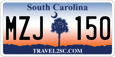 SC license plate MZJ150