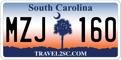 SC license plate MZJ160