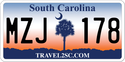 SC license plate MZJ178